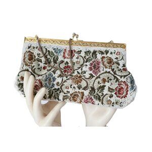 Vintage Beaded Tapestry Handbag Purse Clutch Evening Bag 1950s